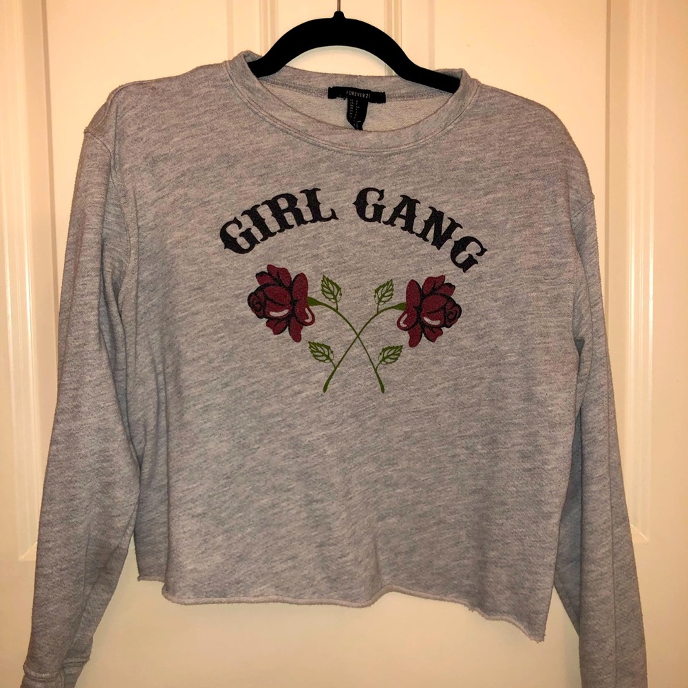 Gray Long Sleeve Crop Top